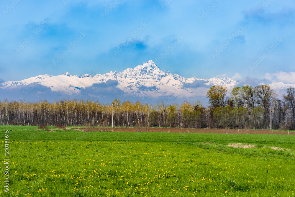 Fototapeta premium Landscape with Monviso in the background