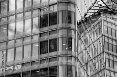 Details of a modern glass skyscraper office building