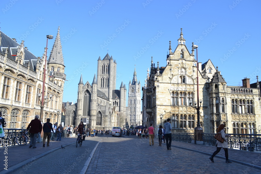 Fototapeta premium Ghent, Belgium's medieval skyline