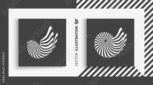 Nautilus shell. Abstract design element. 3D vector illustration.
