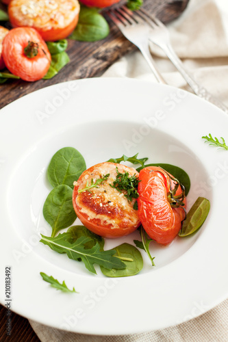 Roasted tomatoes with parmesan cheese