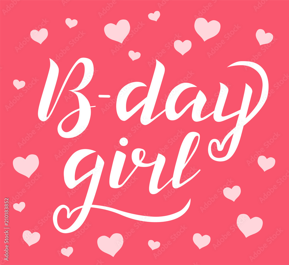 Birthday girl lettering on pink background Vector Image