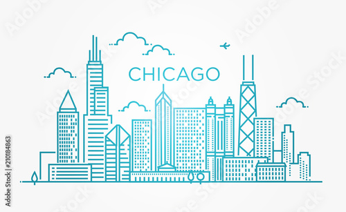 Linear banner of Chicago city