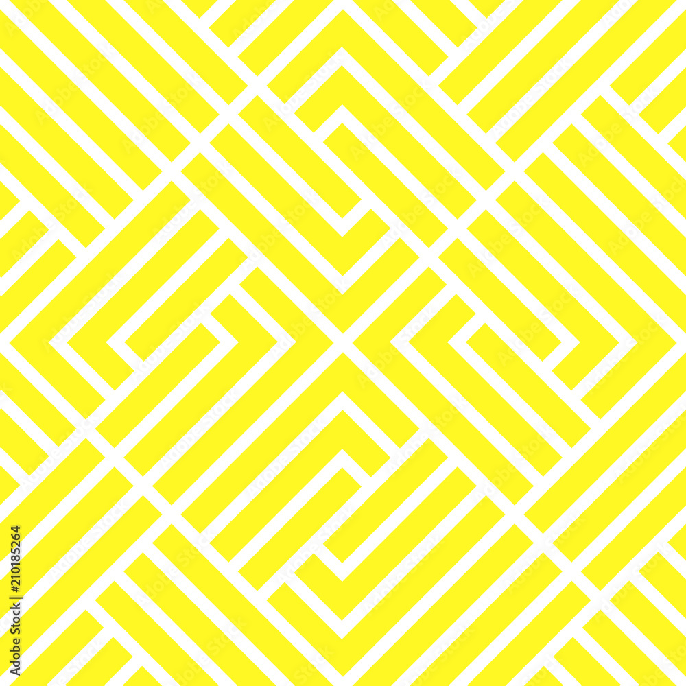 Fototapeta Abstract geometric pattern with stripes, lines. Seamless vector background. White and yellow ornament. Simple lattice graphic design