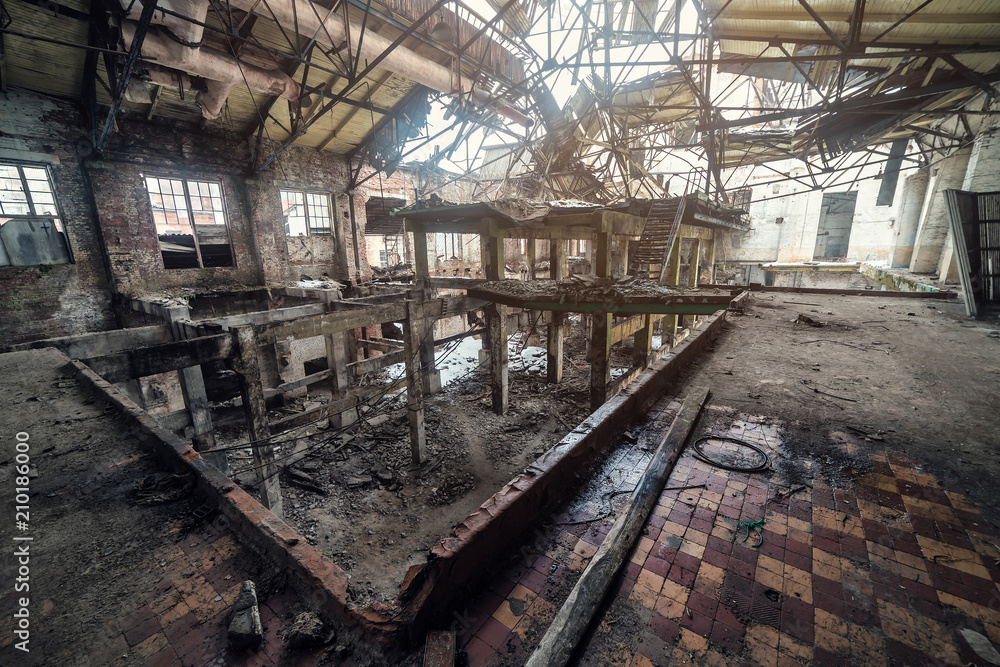 abandonad factory, ruins