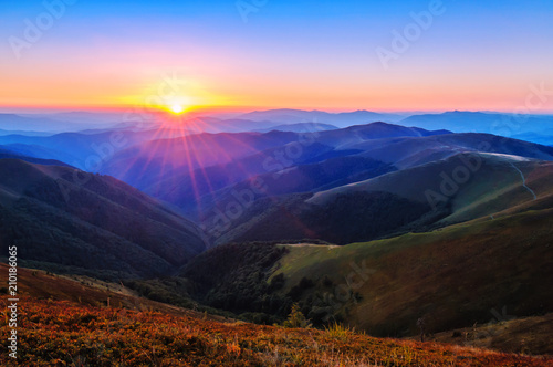 beautiful sunset in the mountains
