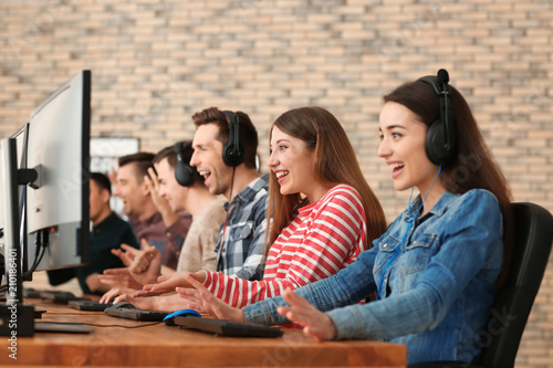 Young people playing video ...