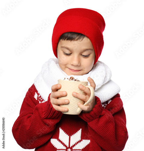 Cute little boy in warm clo...