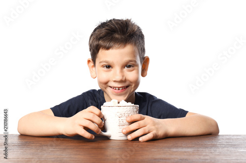 Cute little boy with cup of...