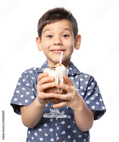 Cute little boy with cup of...