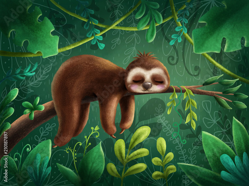 Cute sloth Fototapet