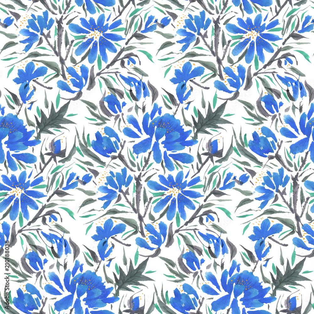 blue watercolor flowers