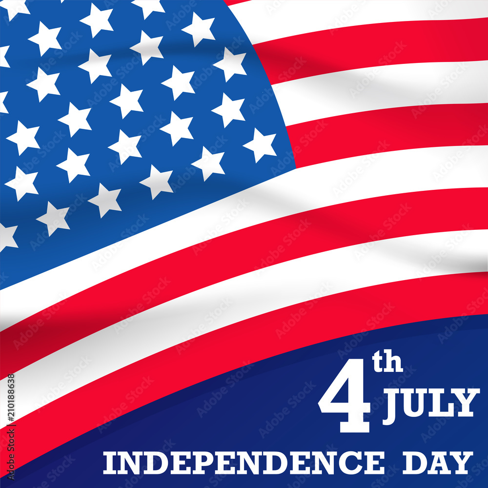 independence day with USA flag vector on white background or banner graphic independence day with USA flag vector on white background or banner graphic