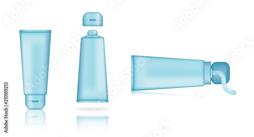 Mock up Realistic Blue Pastel Tube Set on White Isolated Background  Illustration