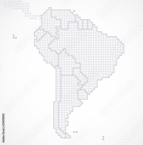 South America continent with separated states