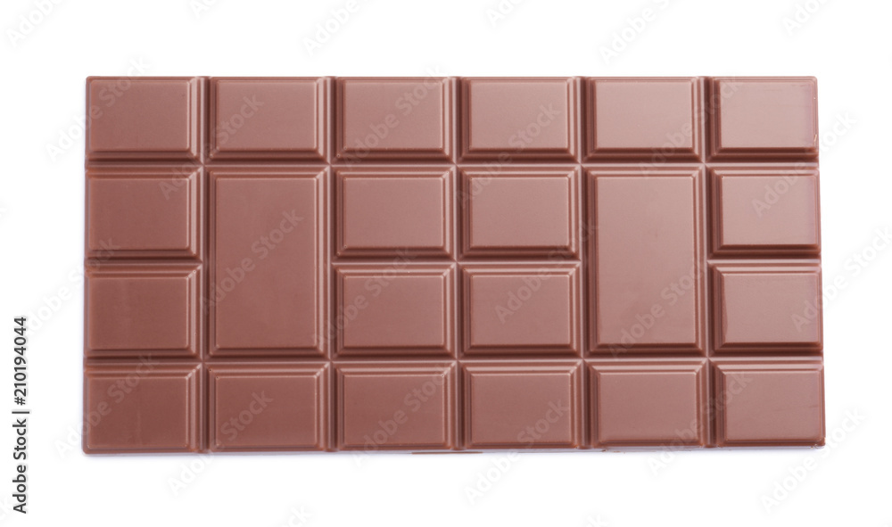 Delicious milk chocolate bar on white background Delicious milk chocolate bar on white background