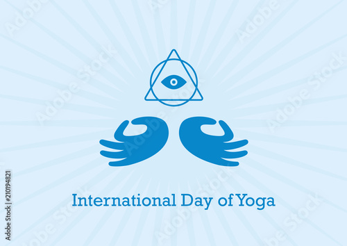 International Day of Yoga vector. Yoga Hand Mudra illustration. Yoga symbol on a blue background. Yoga blue icon. Important day