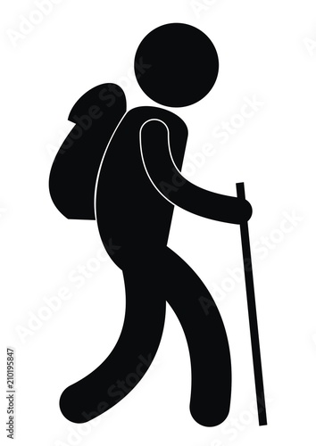 Tourist, black vector icon, silhouette of male, web icon