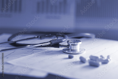 drug and pills with stethoscope