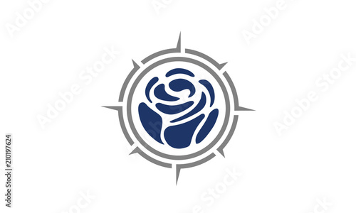 Compass Rose Flower Globe logo design 