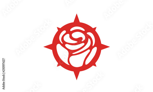 Compass Rose Flower logo design inspiration