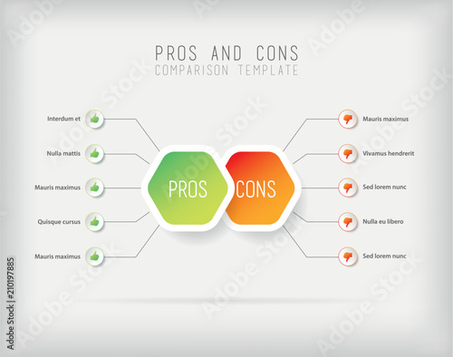 Pros and Cons comparison vector template.