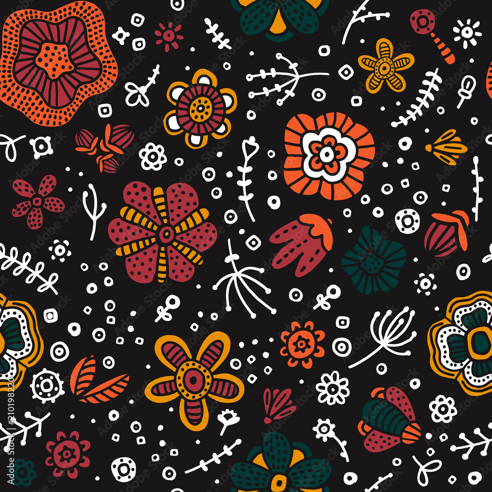Fototapeta premium Cute floral pattern. Summer seamless print. Handmade.