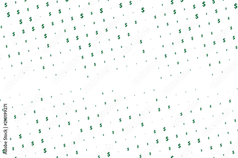 Green vector background with signs of dollars. Simple geometrical pattern with banking symbols. 