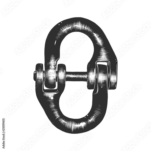 Vector engraved style illustration for posters, decoration and print. Hand drawn sketch of block chain in monochrome isolated on white background. Detailed vintage woodcut style drawing.