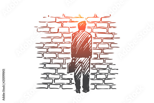 Dead-end, problem, impasse, ponder concept. Hand drawn isolated vector.