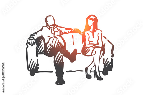 Producer, film, actress, sexual, harassment concept. Hand drawn isolated vector.