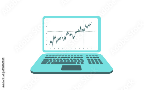 Modern and bright flat vector image of a laptop and a line graph   © alarts