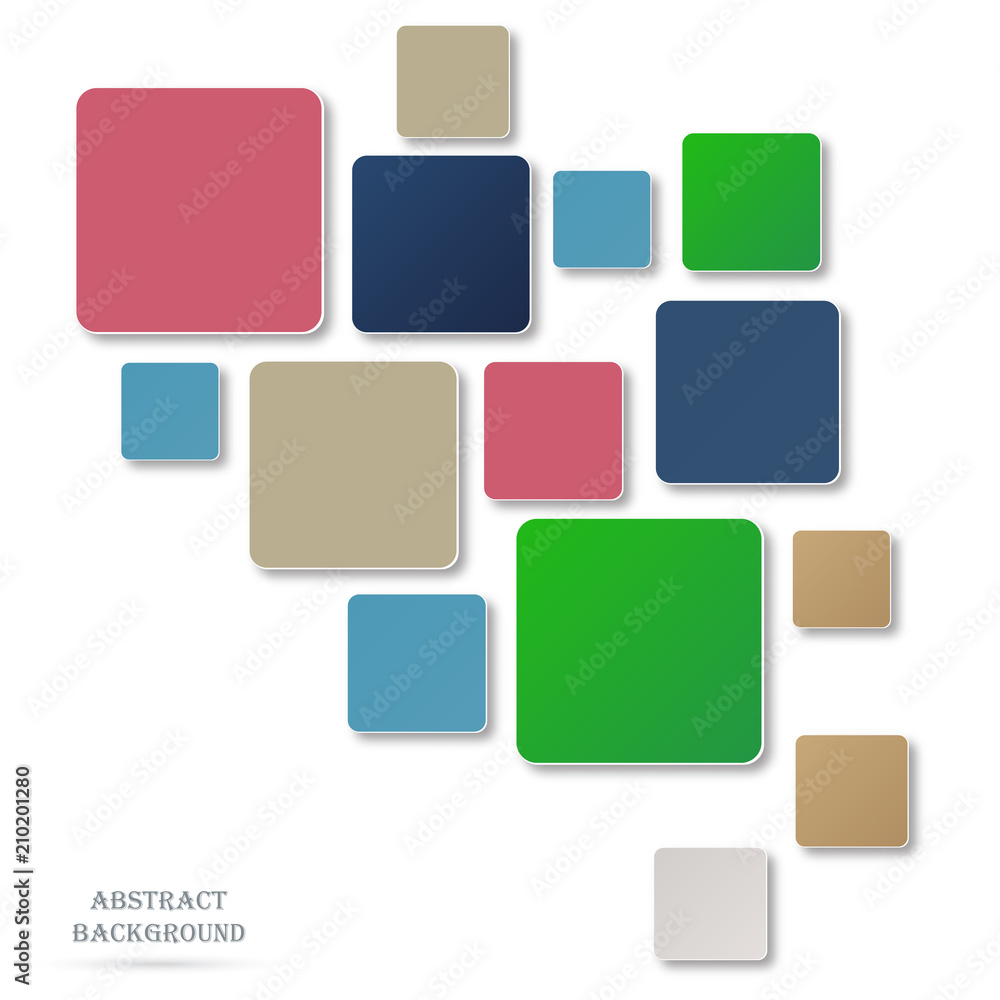 Colorful squares with shadow on a white background Colorful squares with shadow on a white background