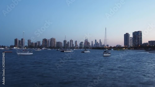 Sunset Timelapse of yachts on the Broadwater, Gold Coast, Australia  