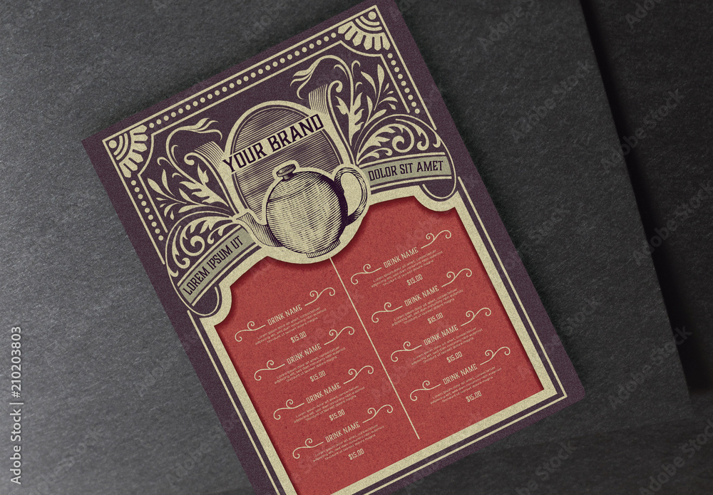 Restaurant Menu Layout with Vintage Illustrations Stock Template ...