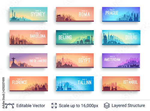World famous city scapes set.