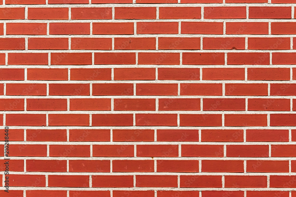 Bright Red Brick Wall in Horizontal Format Bright Red Brick Wall in Horizontal Format