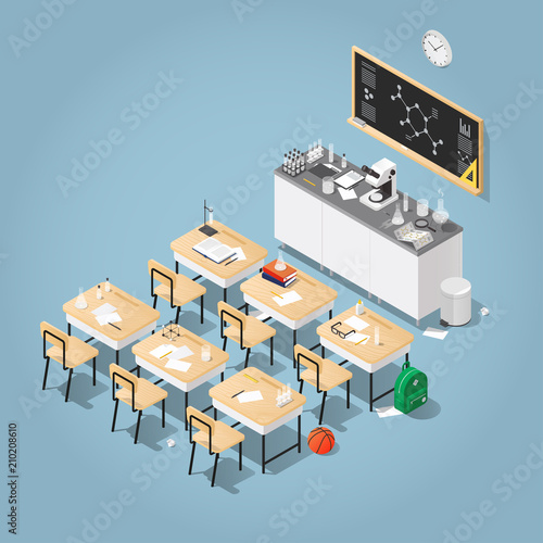 Isometric Chemistry Classroom Illustration