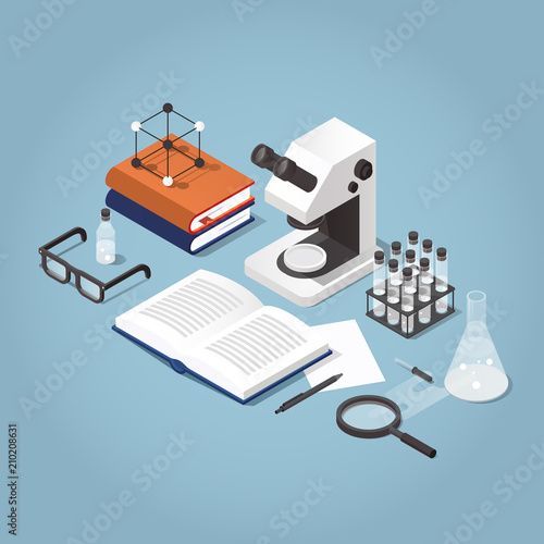 Chemistry Homework Isometric Illustration
