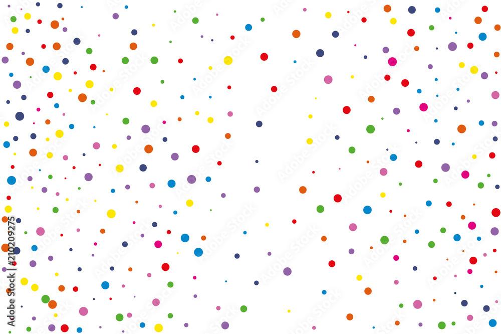 Festival seamless pattern with round confetti.Colorful circles, dots on white background