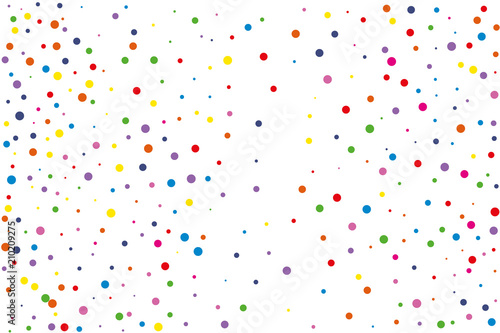 Festival seamless pattern with round confetti.Colorful circles, dots on white background