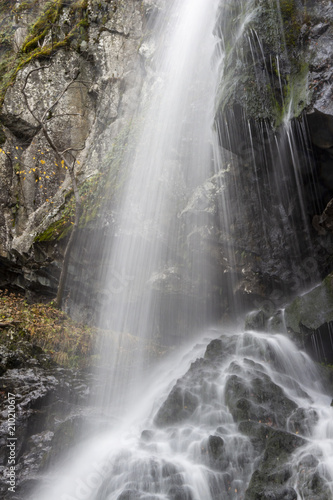 Autumn Boyana Waterfall water long exposure, Vitosha Mountain, Sofia Bulgaria
