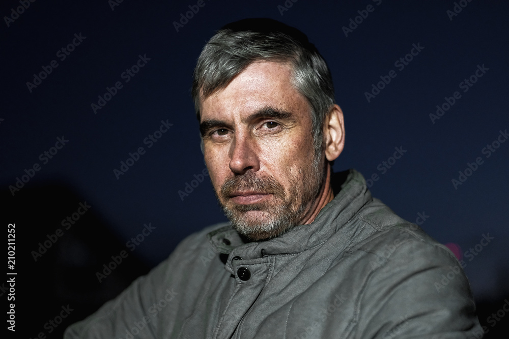 Fototapeta premium portrait of brutal man with expressive emotion