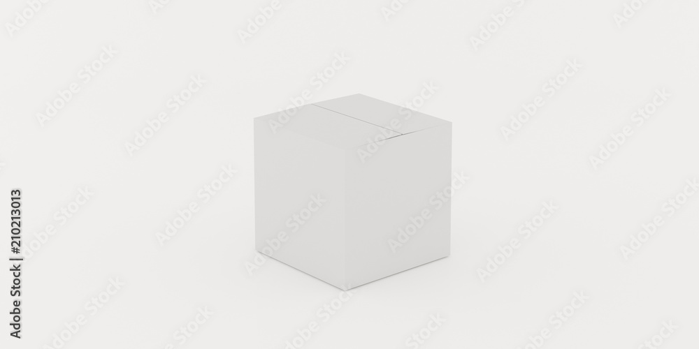 Closeup of white box isolated on white background, 3D rendering Closeup of white box isolated on white background, 3D rendering