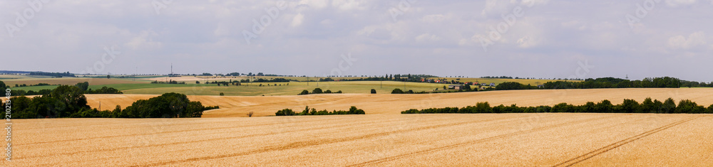 Blick über Felder Richtung Storkau und Obschütz vom Aussichtsturm Markwerben Blick über Felder Richtung Storkau und Obschütz vom Aussichtsturm Markwerben
