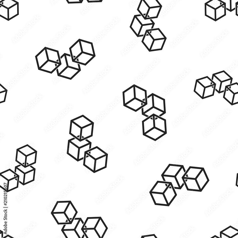 Blockchain technology icon seamless pattern background. Business concept vector illustration. Cryptography cube block symbol pattern. Blockchain technology icon seamless pattern background. Business concept vector illustration. Cryptography cube block symbol pattern.