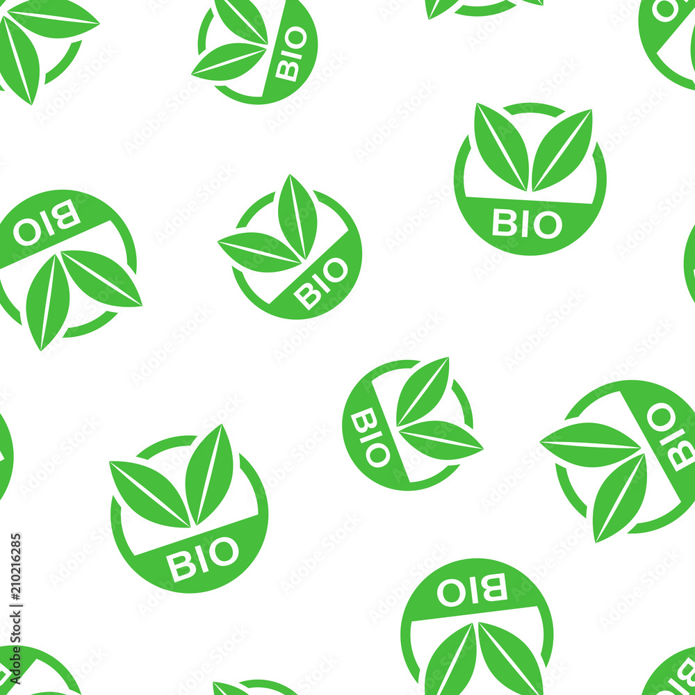 Bio label badge icon seamless pattern background. Business concept vector illustration. Bio eco natural symbol pattern. Bio label badge icon seamless pattern background. Business concept vector illustration. Bio eco natural symbol pattern.