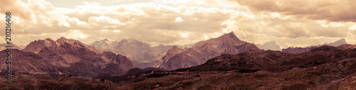 Panoramic view of Italian Dolomites mountains © Kotangens