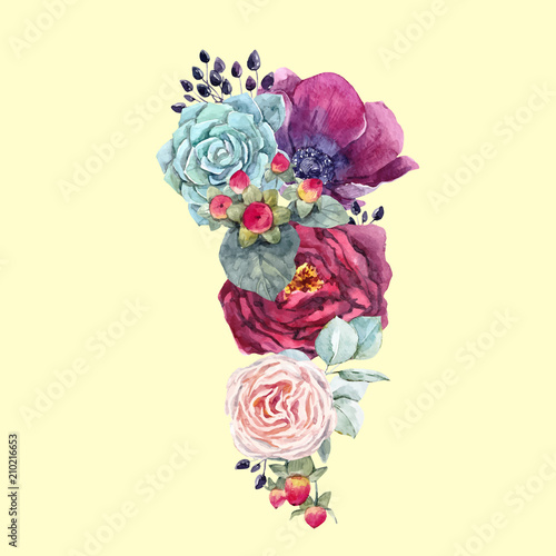 Watercolor floral vector composition
