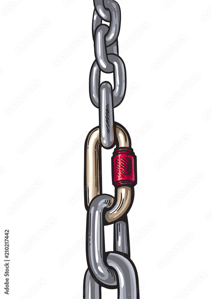 Big steel chain in perspective. Concept of reliability and strength. Vector Big steel chain in perspective. Concept of reliability and strength. Vector